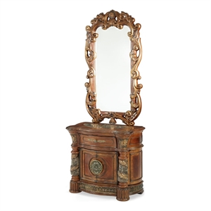 michael amini villa valencia wood bedside chest with mirror - classic chest
