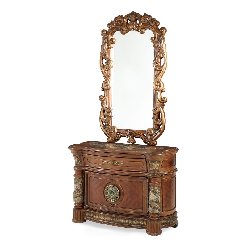Michael Amini Villa Valencia Wood Bachelor's Chest with Mirror - Classic Chest