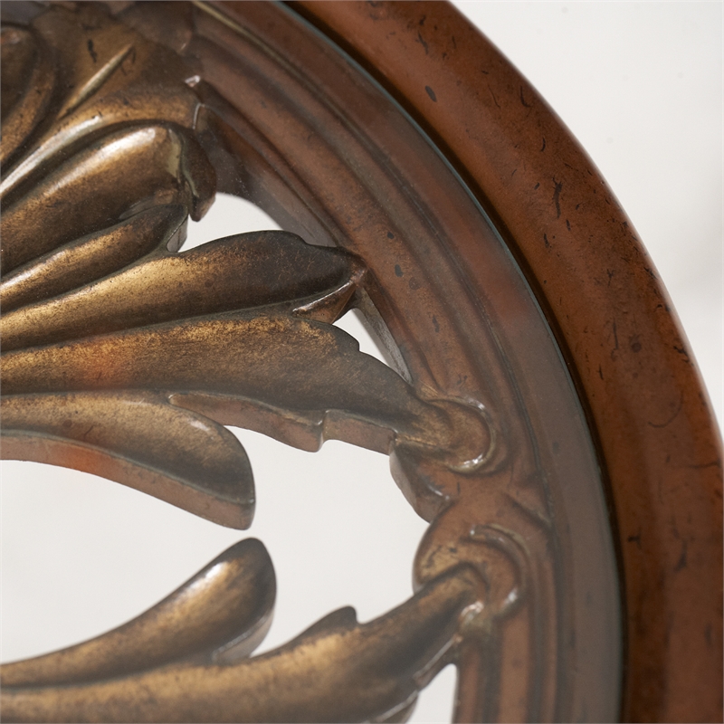 Michael Amini Villa Valencia Wood Chair Side Table - Classic Chestnut