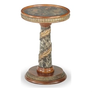 Michael Amini Villa Valencia Wood Chair Side Table - Classic Chestnut
