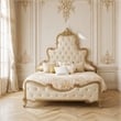 Platine de Royale Cal. King Velvet Panel Bed - Champagne Ivory
