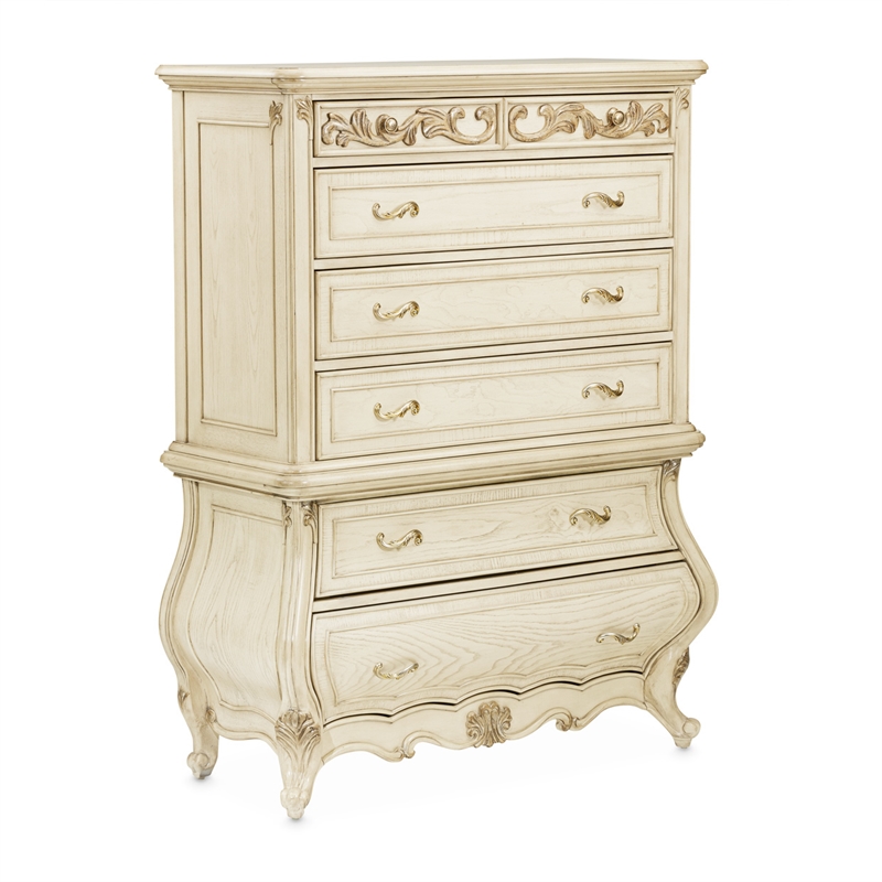Michael Amini Platine de Royale 6-Drawer Wood Chest - Champagne Ivory