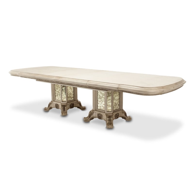 Michael Amini Platine de Royale Rectangular Wood Dining Table - Champagne Ivory