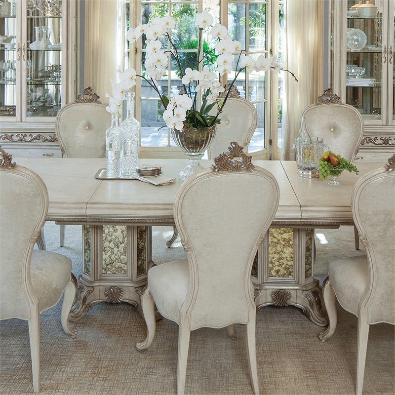 Michael Amini Platine de Royale Rectangular Wood Dining Table - Champagne Ivory