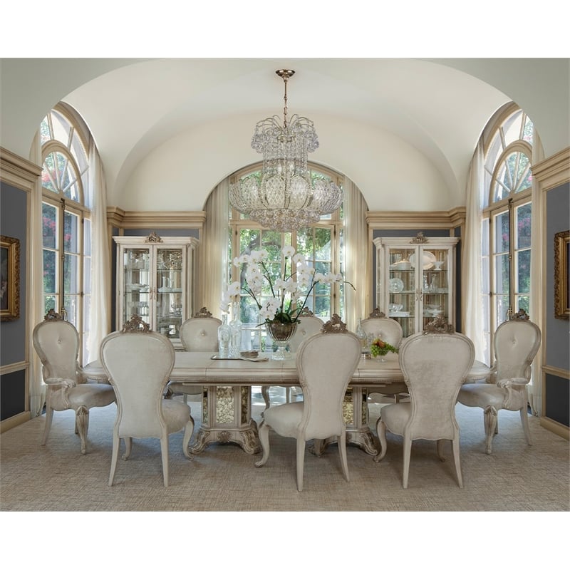 Michael Amini Platine de Royale Rectangular Wood Dining Table - Champagne Ivory