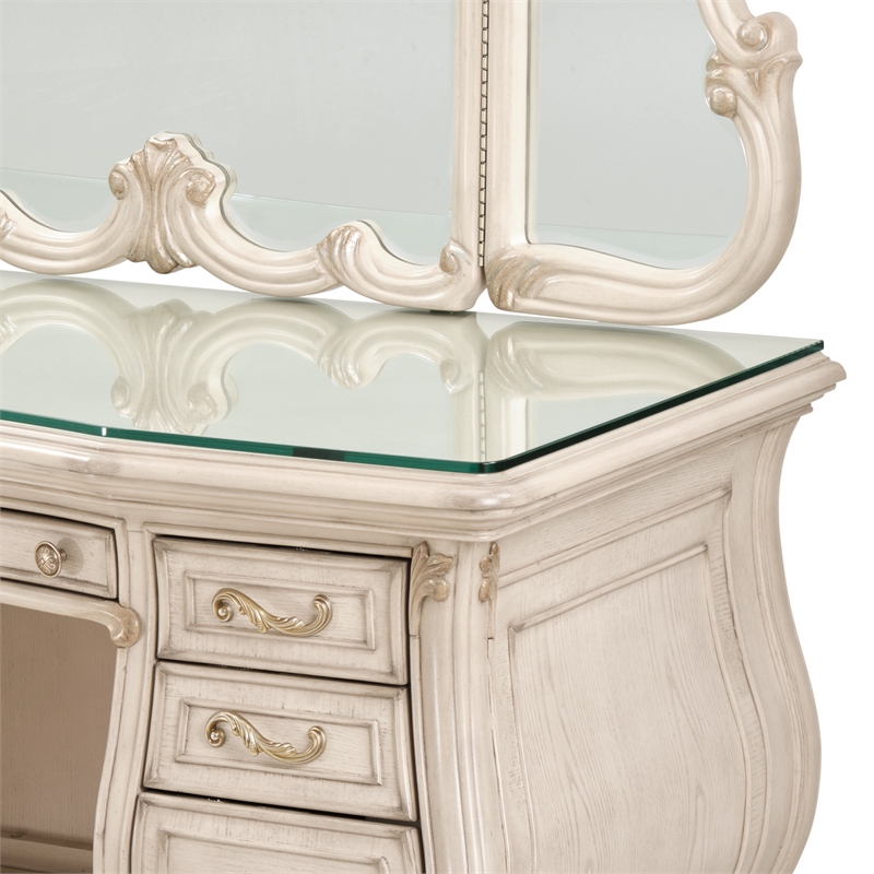 Michael Amini Platine de Royale Wood Vanity and Mirror Set - Champagne