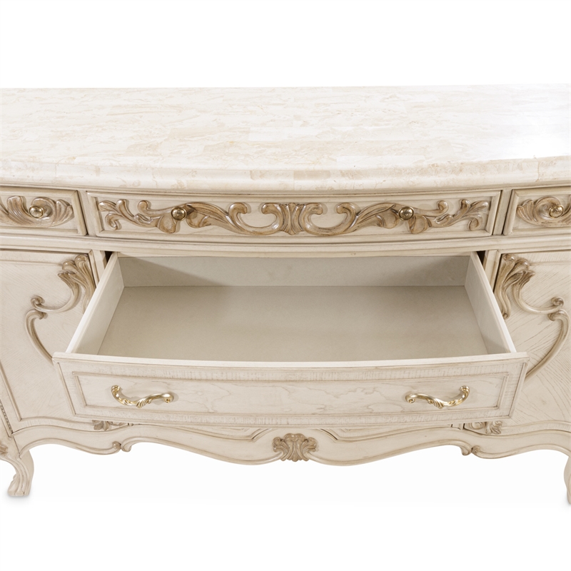 Michael Amini Platine de Royale Marble and Wood Sideboard - Champagne Ivory
