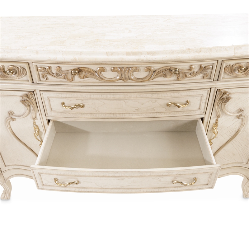 Michael Amini Platine de Royale Marble and Wood Sideboard - Champagne Ivory