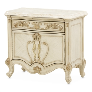 michael amini platine de royale marble and wood nightstand - champagne