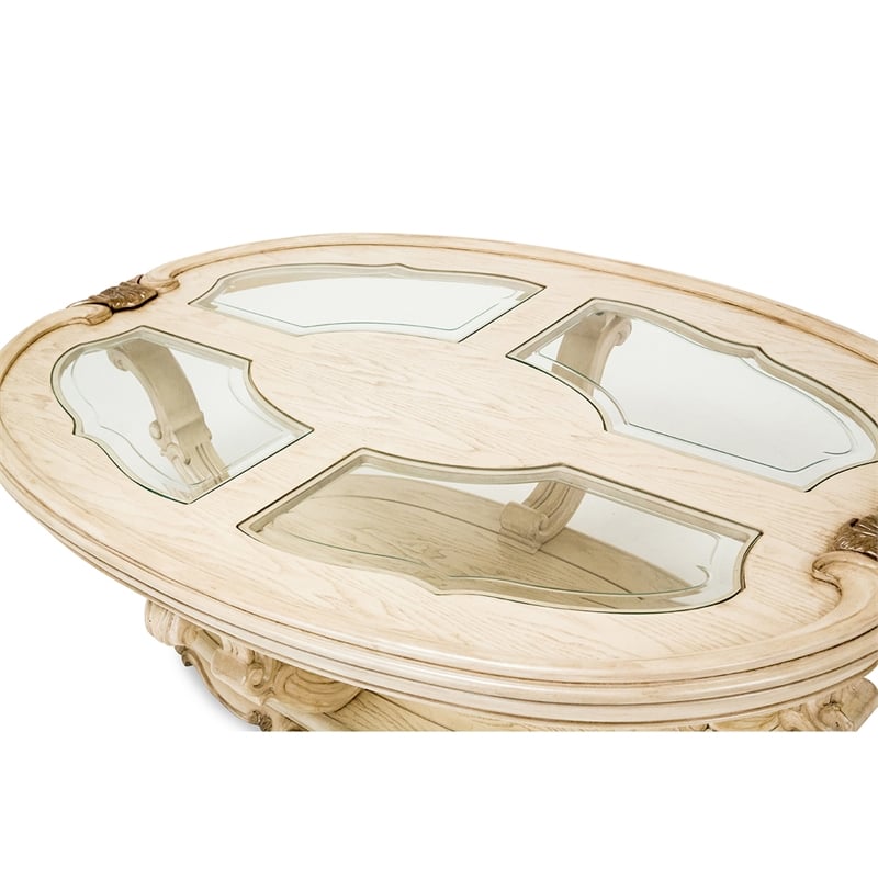 Michael Amini Platine de Royale Wood Oval Cocktail Table - Champagne Ivory