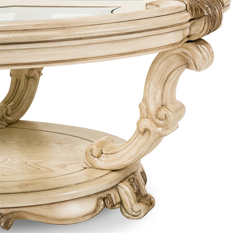 Michael Amini Platine de Royale Wood Oval Cocktail Table - Champagne Ivory