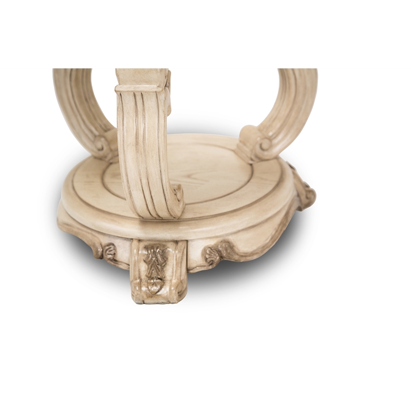 Michael Amini Platine de Royale Wood Chairside End Table - Champagne Ivory