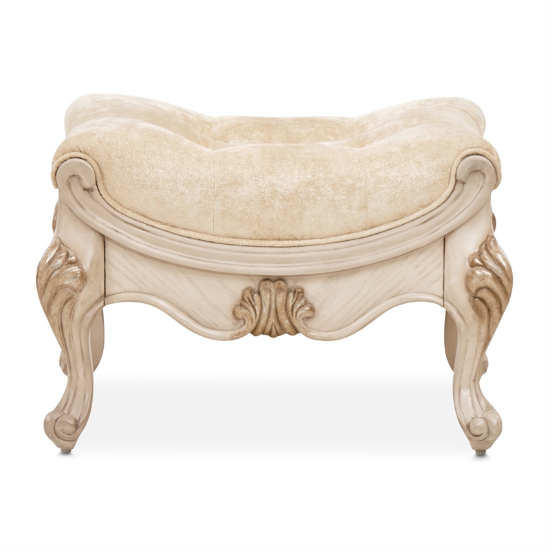 Michael Amini Platine de Royale Velvet Vanity Bench - Champagne
