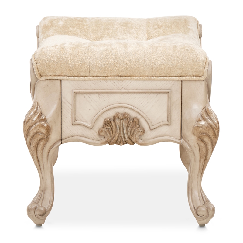Michael Amini Platine de Royale Velvet Vanity Bench - Champagne