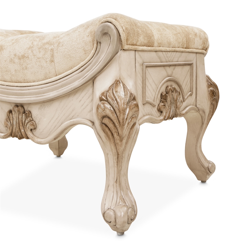Michael Amini Platine de Royale Velvet Vanity Bench - Champagne