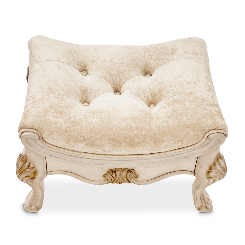 Michael Amini Platine de Royale Velvet Vanity Bench - Champagne
