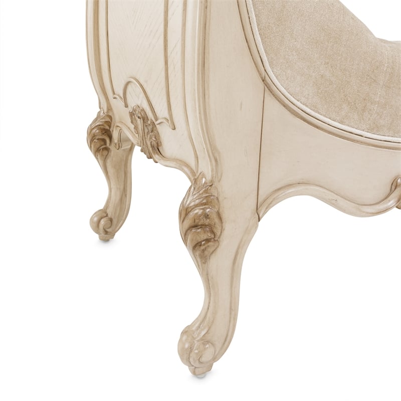 Michael Amini Platine de Royale Velvet Accent Bench - Champagne Ivory
