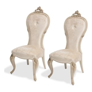 Michael Amini Platine de Royale Velvet Dining Side Chair - Set of 2 - Champagne