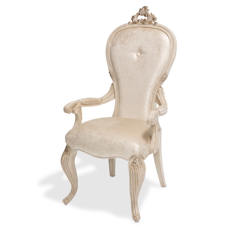 Michael Amini Platine de Royale Velvet Dining Chair - Set of 2 - Champagne Ivory