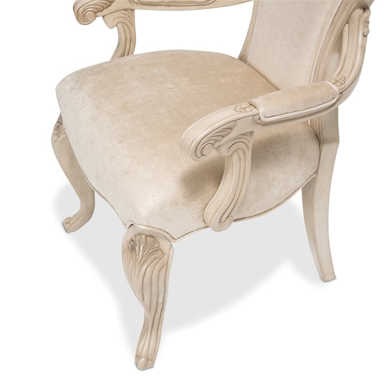 Michael Amini Platine de Royale Velvet Dining Chair - Set of 2 - Champagne Ivory