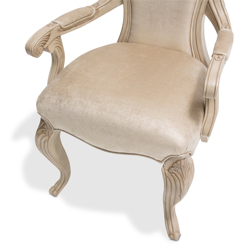 Michael Amini Platine de Royale Velvet Dining Chair - Set of 2 - Champagne Ivory