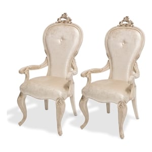 Michael Amini Platine de Royale Velvet Dining Chair - Set of 2 - Champagne Ivory