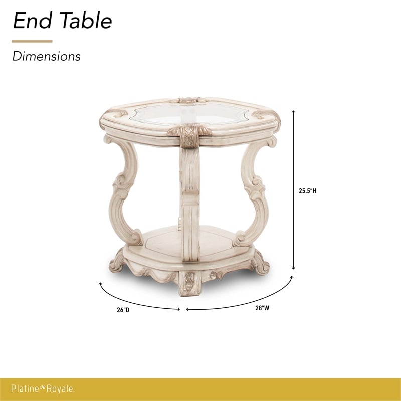 Platine de Royale Traditional Wood End Table - Champagne Ivory