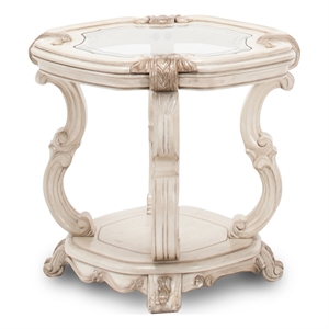 Michael Amini Platine de Royale Traditional Wood End Table - Champagne Ivory