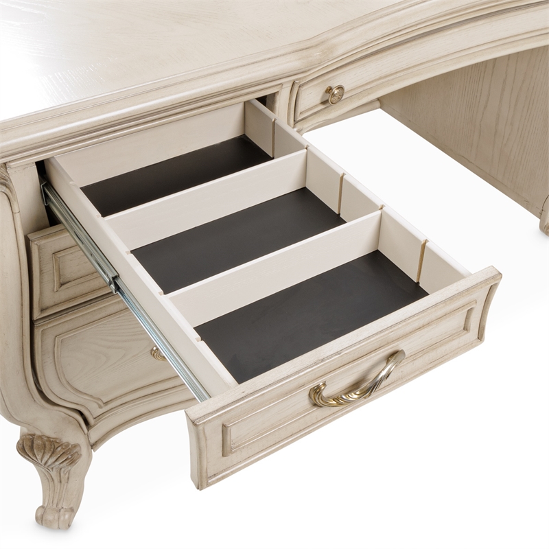 Michael Amini Platine de Royale Wood Desk - Champagne Ivory