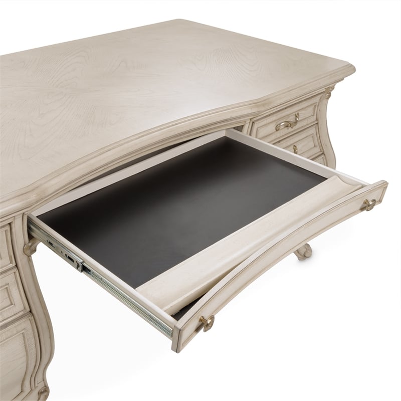 Michael Amini Platine de Royale Wood Desk - Champagne Ivory