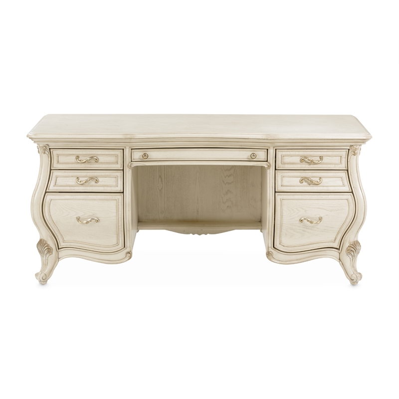 Michael Amini Platine de Royale Wood Desk - Champagne Ivory