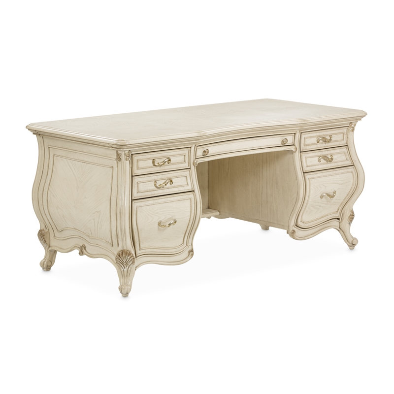 Michael Amini Platine de Royale Wood Desk - Champagne Ivory