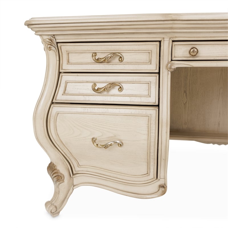 Michael Amini Platine de Royale Wood Desk - Champagne Ivory