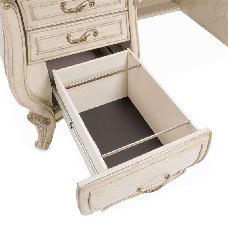 Michael Amini Platine de Royale Wood Desk - Champagne Ivory