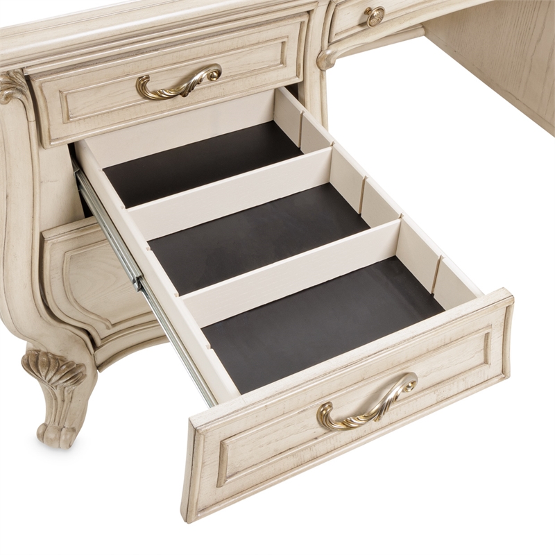 Michael Amini Platine de Royale Wood Desk - Champagne Ivory