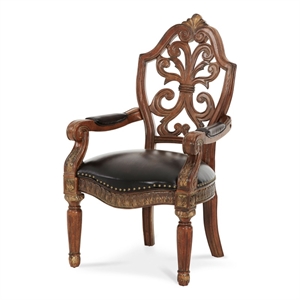 michael amini villa valencia wood and leather desk chair - classic chestnut