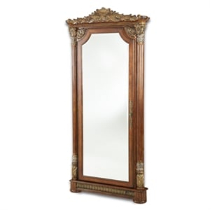 Michael Amini Villa Valencia Wood Floor Mirror with Storage - Classic Chestnut