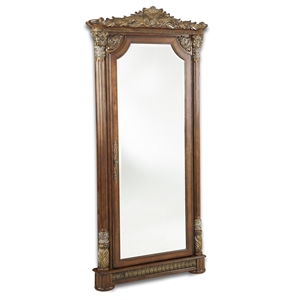 Michael Amini Villa Valencia Wood Floor Mirror with Storage - Classic Chestnut