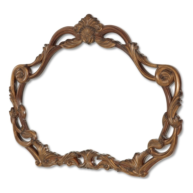 Michael Amini Villa Valencia Wood Wall Accent Mirror - Classic Chestnut