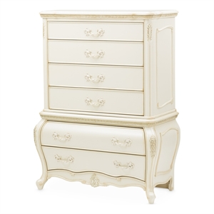 michael amini lavelle 6-drawer wood chest - classic pearl