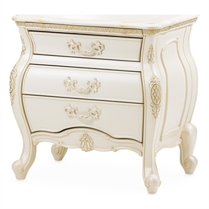 michael amini lavelle traditional wood nightstand - classic pearl ivory