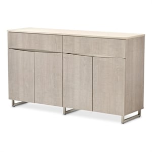Michael Amini Marin 66&quotW Stainless Steel & MDF Sideboard in Greige Beige