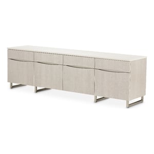 Michael Amini Marin 82&quotW Stainless Steel & MDF Media Cabinet in Greige Beige