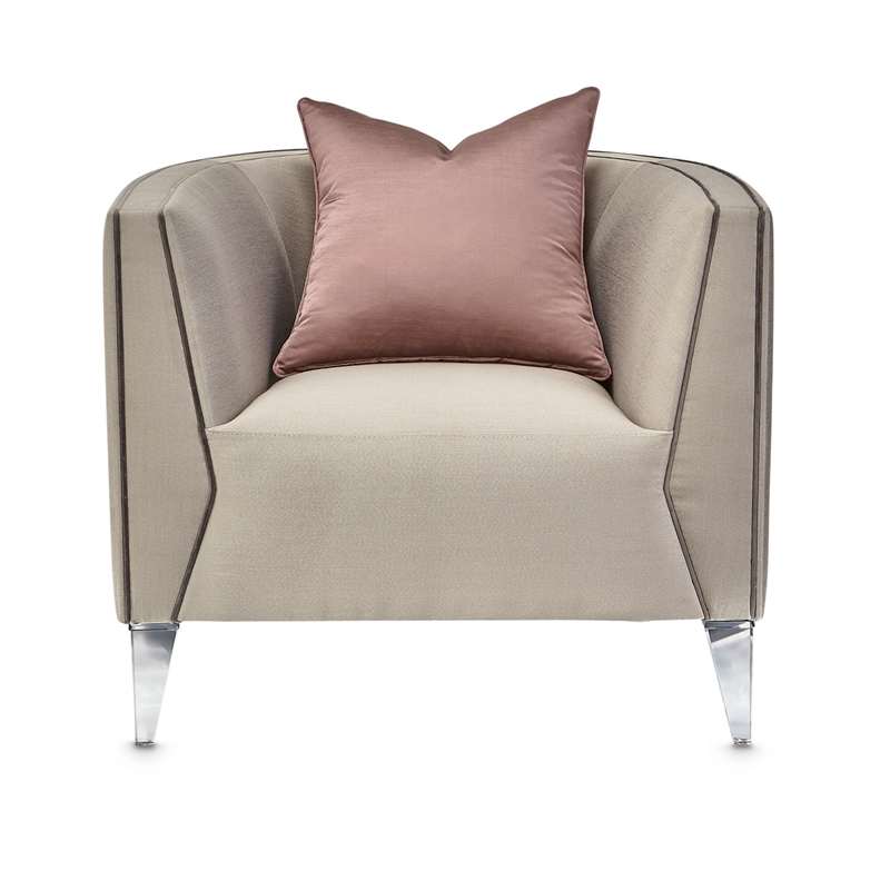Michael Amini Linea Matching Accent Chair - Metallic/Silver Mist