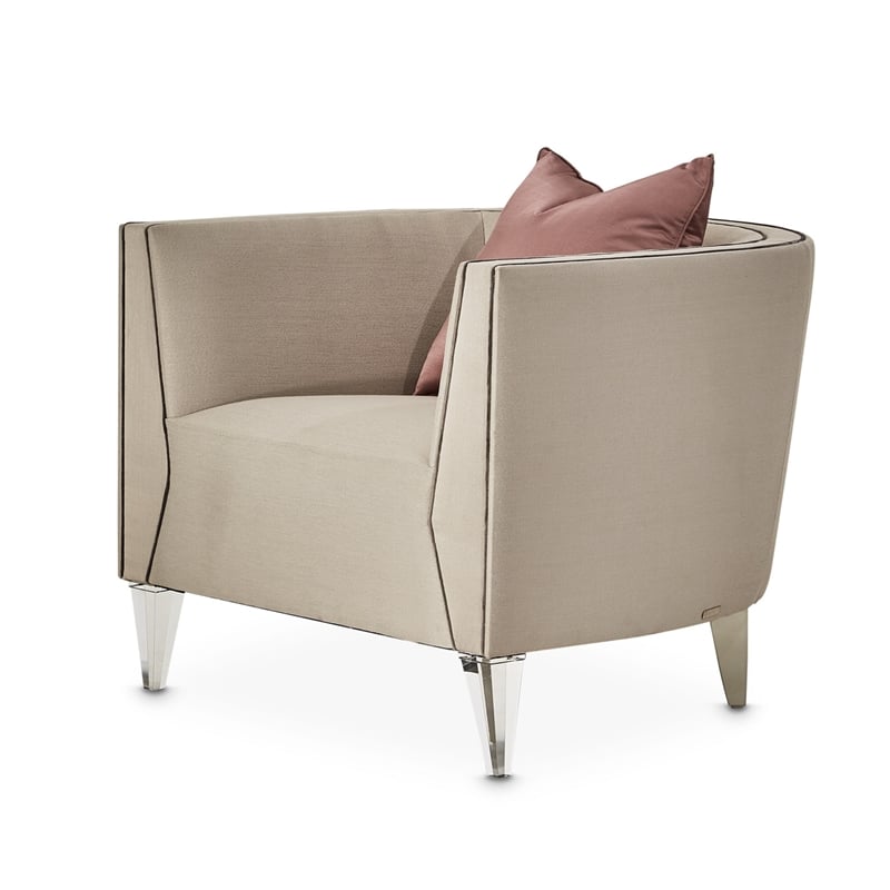 Michael Amini Linea Matching Accent Chair - Metallic/Silver Mist