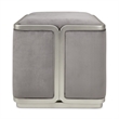 Michael Amini Linea Velvet Ottoman - Gray Pearl/Silver Mist