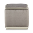 Michael Amini Linea Velvet Ottoman - Gray Pearl/Silver Mist