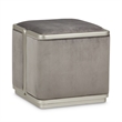 Michael Amini Linea Velvet Ottoman - Gray Pearl/Silver Mist