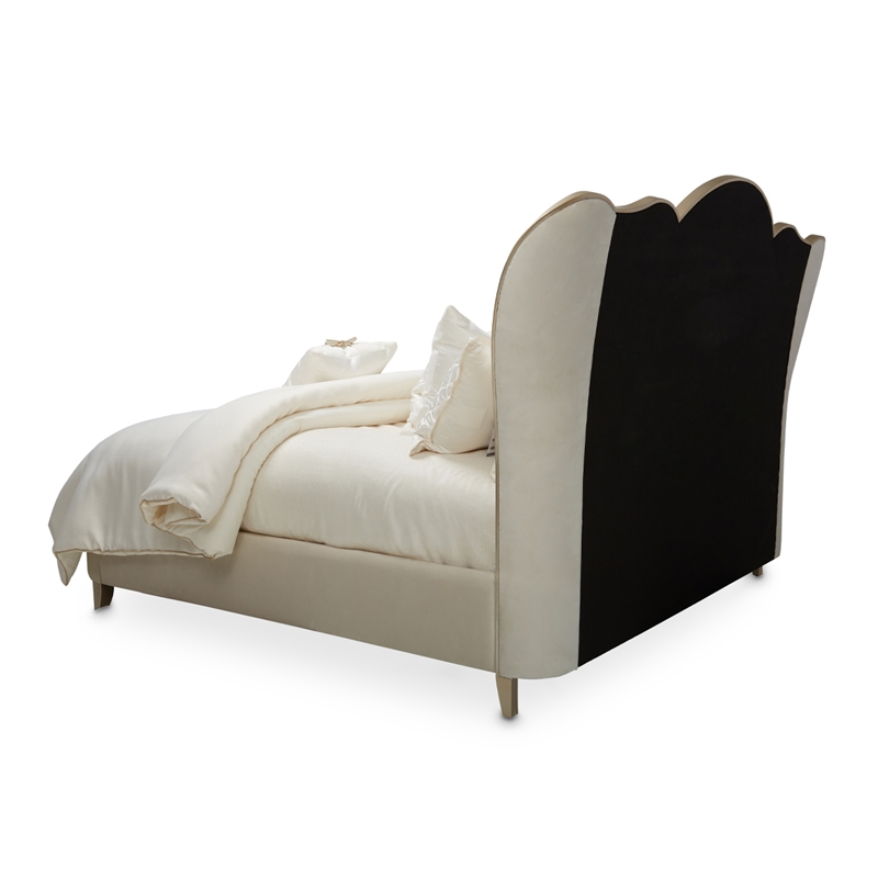 Michael Amini Villa Cherie Queen Channel Tufted Velvet Bed - Caramel