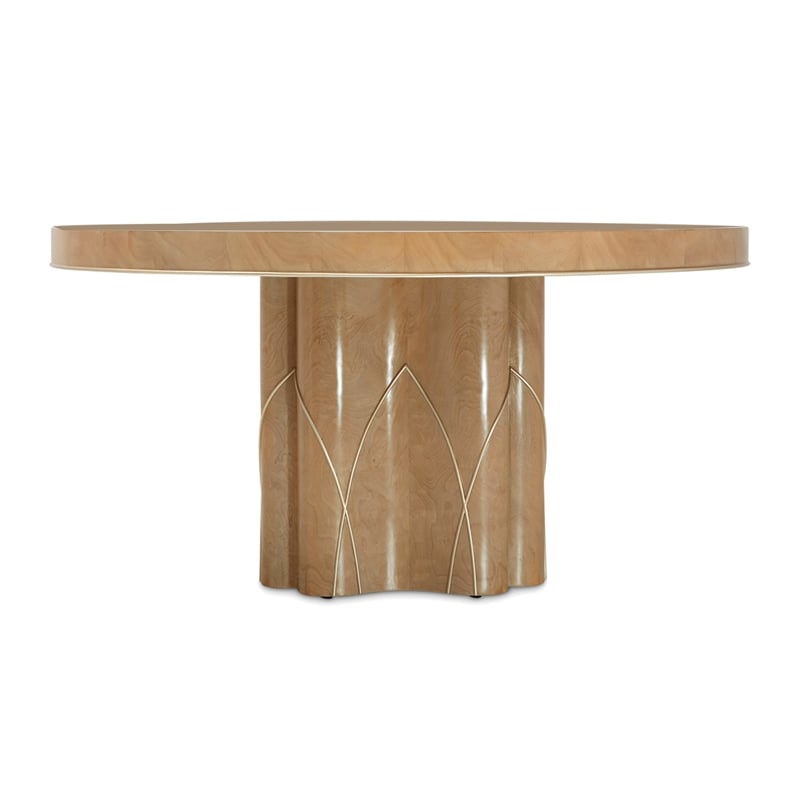 Michael Amini Villa Cherie Round Wood Dining Table - Caramel